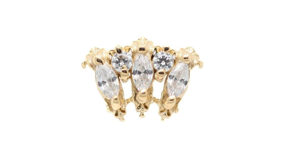 London Jayne CZ Threaded End Auadore 14k