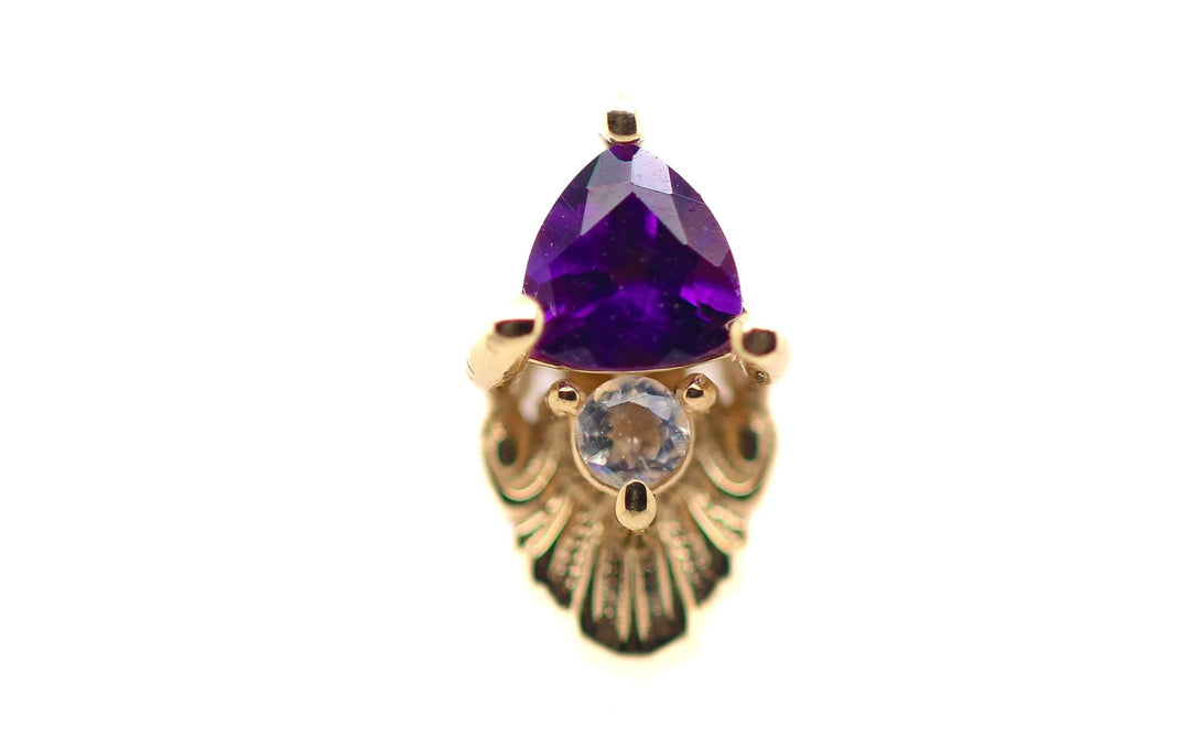 Utopia Amethyst and White Diamond End (T6) 14k — AuAdore 14k gold body jewelry