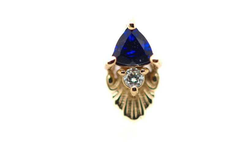 AuAdore 14k Utopia Lab Blue Sapphire and White Diamond End