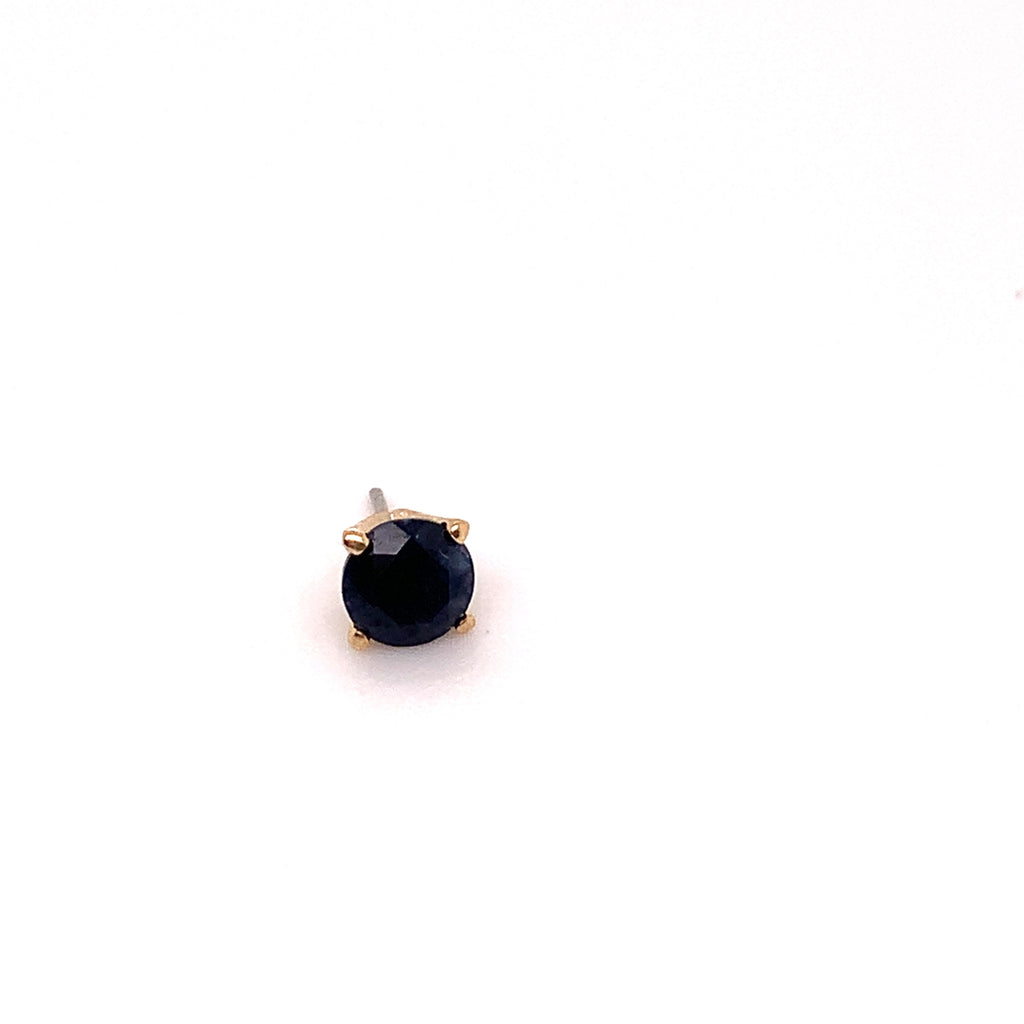 Gold Threadless end with Black Sapphire Auadore 14k