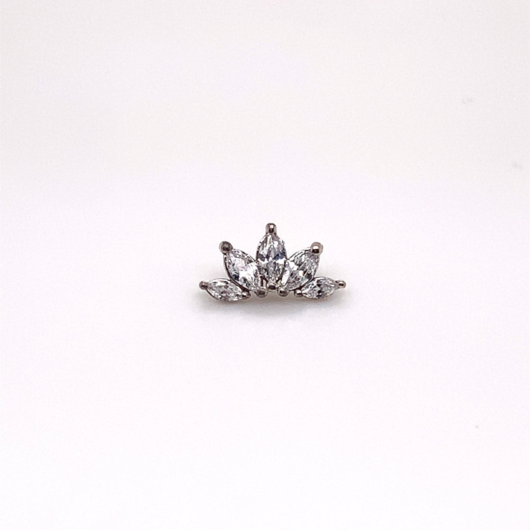 Marquise 5 Fan CZ Threadless End 14k — AuAdore 14k gold threadless end
