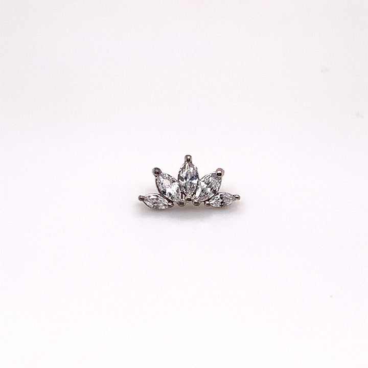 Marquise 5 Fan CZ Threadless End 14k — AuAdore 14k gold threadless end