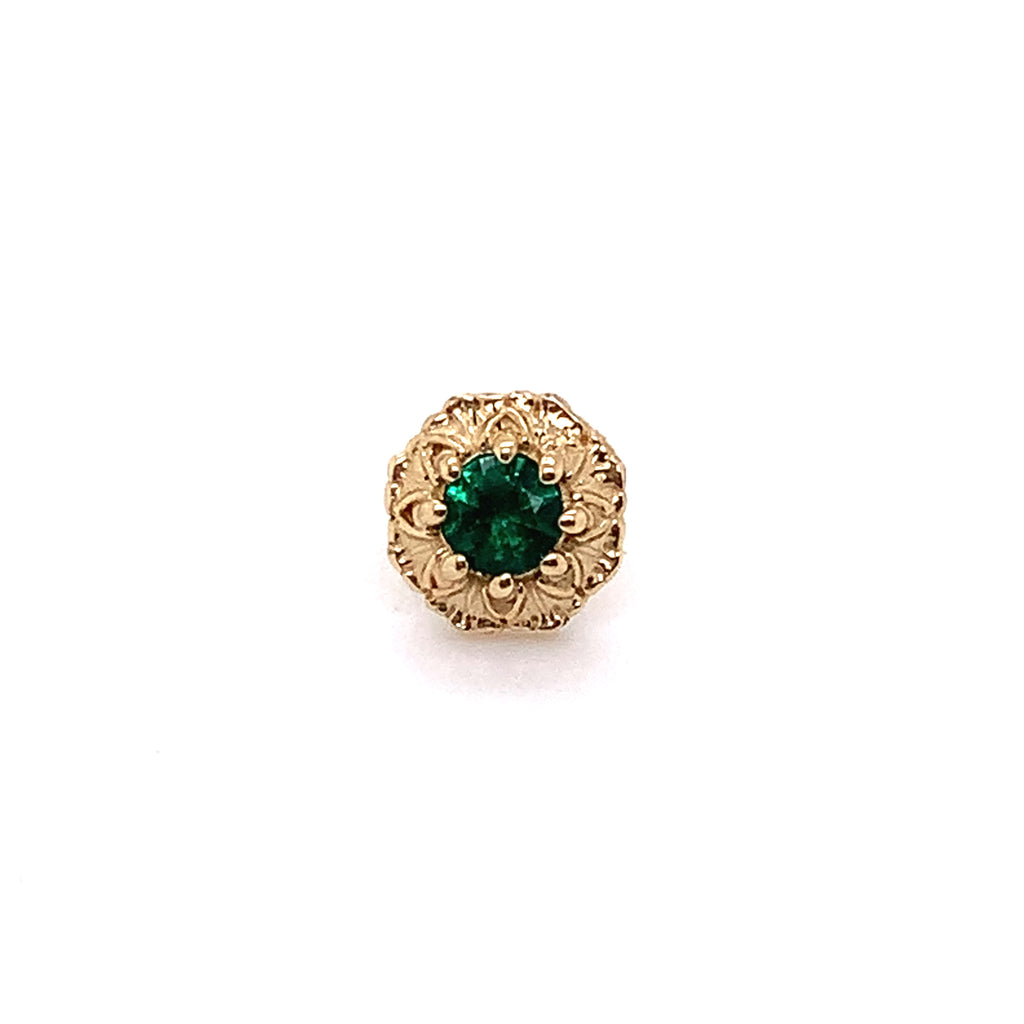 Rome Lab Emerald Threadless End Auadore 14k