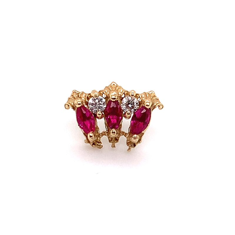 London Jayne Lab Ruby and Diamond Threadless End Auadore 14k