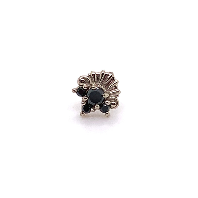 Lennox Black Diamond Threadless End Auadore 14k