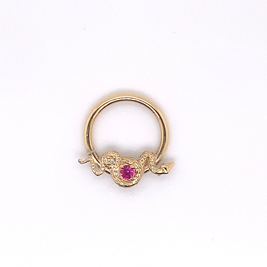 Rebirth Lab Ruby and Diamond Ring 16g 14k — AuAdore 14k gold ring (view 2)
