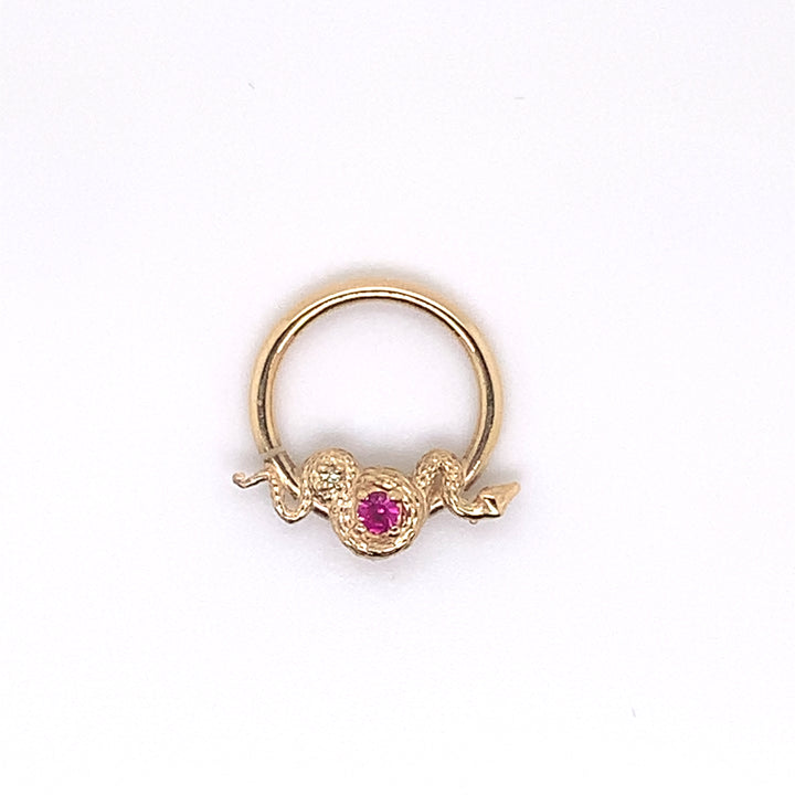Rebirth Lab Ruby and Diamond Ring 16g 14k — AuAdore 14k gold ring (view 2)