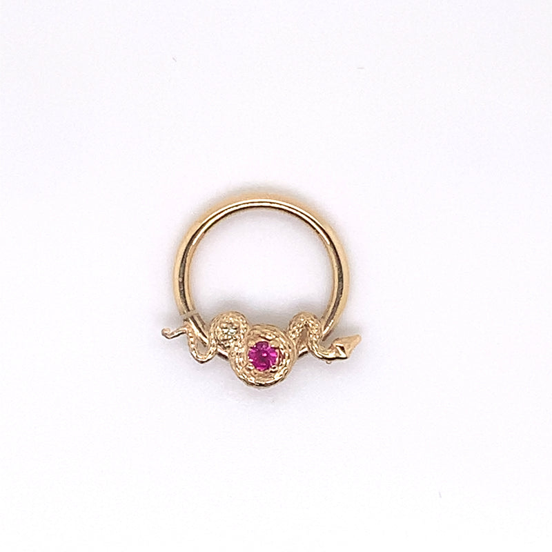 AuAdore 16g 14k Rebirth Lab Ruby and Diamond Ring