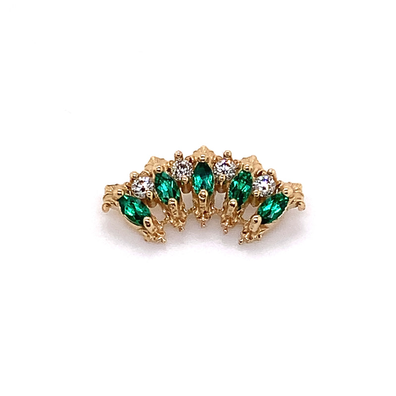 Lady Jane Emerald and Diamond Threaded End Auadore 14k