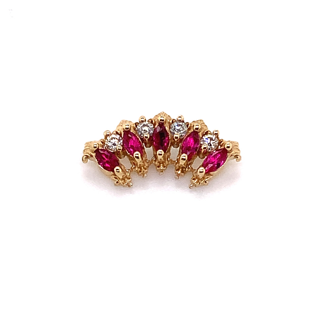 Lady Jane Ruby and Diamond Threaded End Auadore 14k