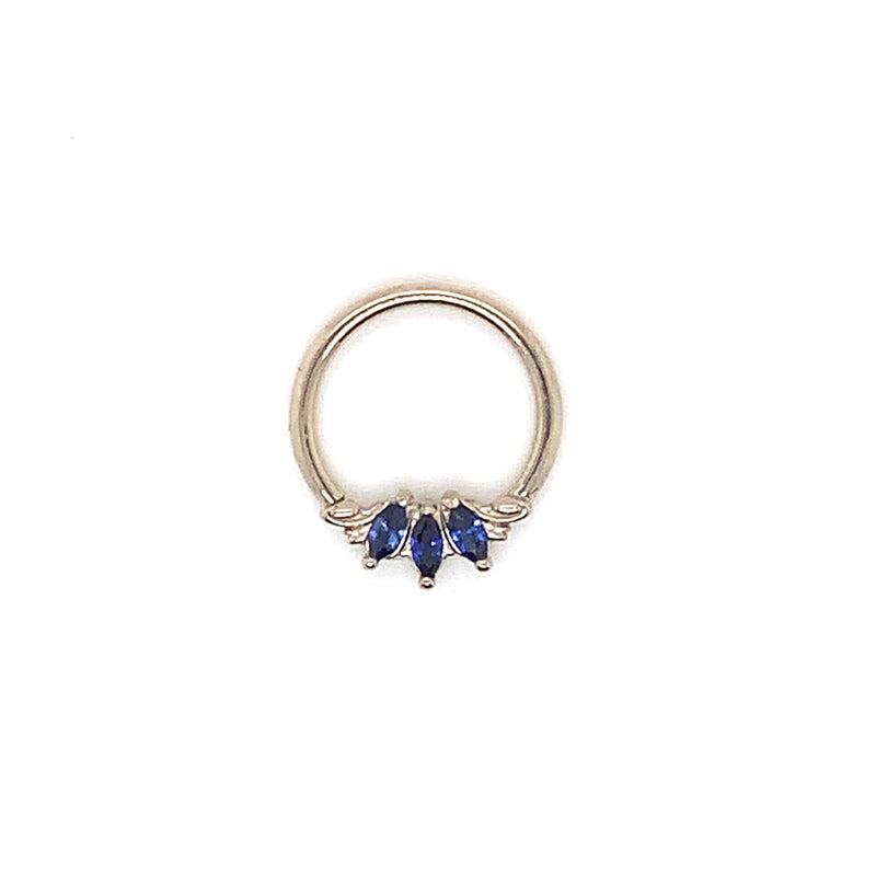 AuAdore 16g 14k Grandeur Lab Blue Sapphire Ring