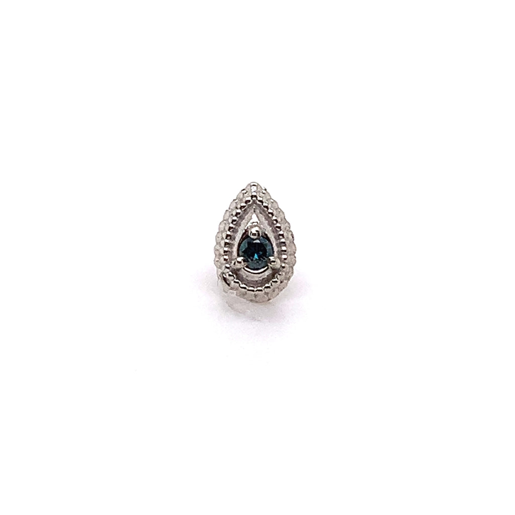 Noble Blue Diamond Threadless End Auadore 14k