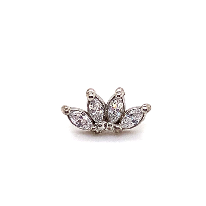 Marquise 4 Fan 3x1.5mm CZ Threadless End 14k (T11/12/13) — AuAdore 14k gold threadless end