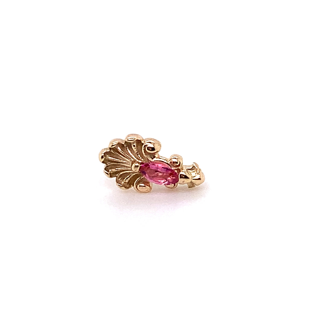 J.G.W. Lab Pink Sapphire Threadless End Auadore 14k