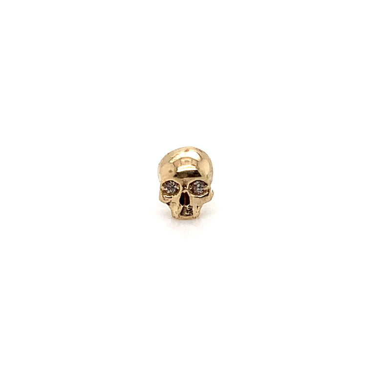 Gold Skull with Gem Eyes Threadless End Auadore 14k