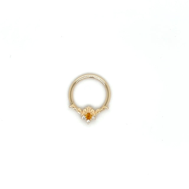 AuAdore 16g 14k Lennox Citrine and Diamond Ring