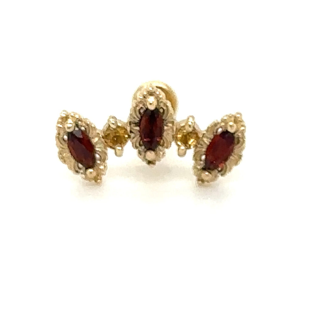 Majesty Garnet/Citrine Threaded End Auadore 14k