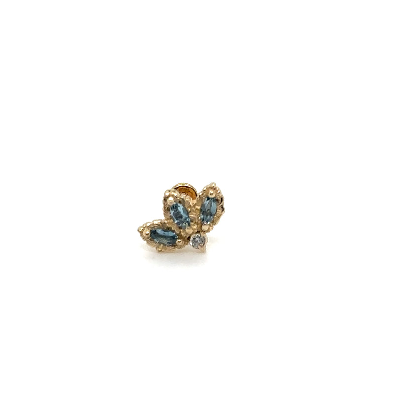 Auadore 14k The Vow Swiss Blue Topaz/Diamond Threaded End