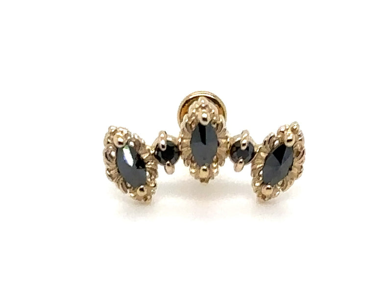 Majesty Reverse Set Black Diamond Threaded End Auadore 14k