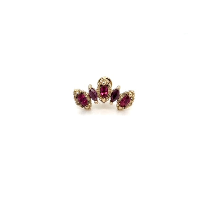 Monarchy Genuine Ruby/Rhodolite Threaded End Auadore 14k