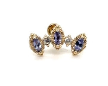 Majesty Tanzanite/Diamond Threaded End 14k — AuAdore 14k gold threaded end