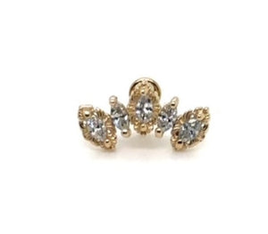 Monarchy CZ Threaded End Auadore 14k