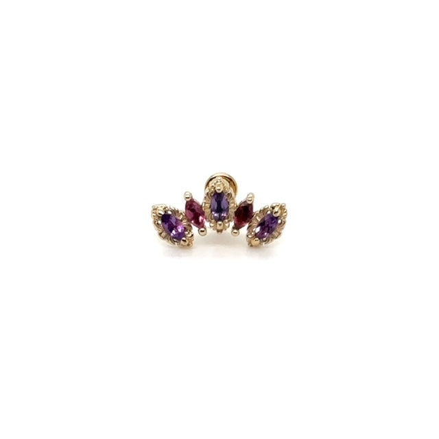 Monarchy African Amethyst (L/C/R)/Rubellite Threaded End 14k — AuAdore 14k gold threaded end