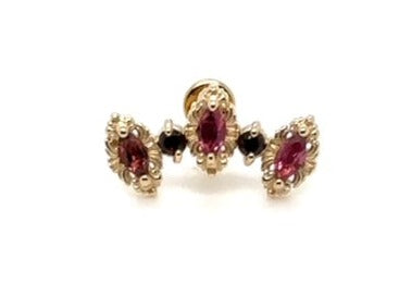 Majesty Rubellite/Garnet Threaded End 14k — AuAdore 14k gold threaded end