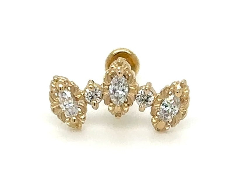 Majesty Genuine Diamond Threaded End Auadore 14k