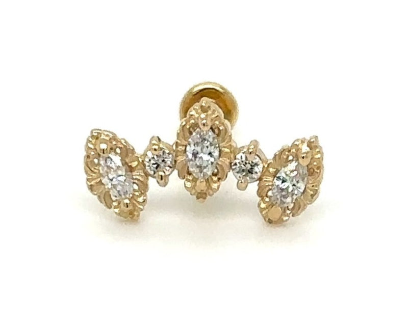 Majesty Genuine Diamond Threadless End Auadore 14k