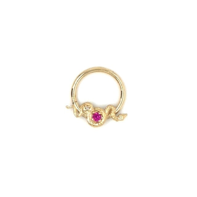 Rebirth Lab Ruby and Diamond Ring 16g 14k — AuAdore 14k gold ring (view 3)