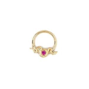 AuAdore 16g 14k Rebirth Lab Ruby and Diamond Ring