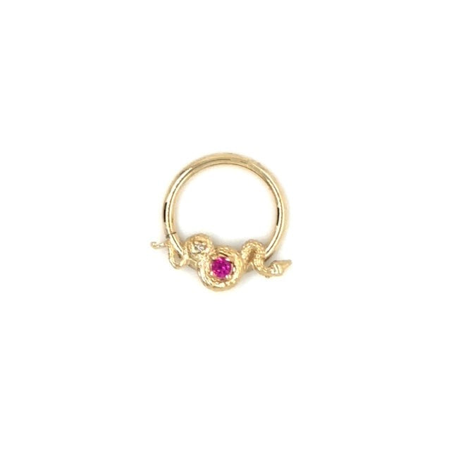 AuAdore 16g 14k Rebirth Lab Ruby and Diamond Ring