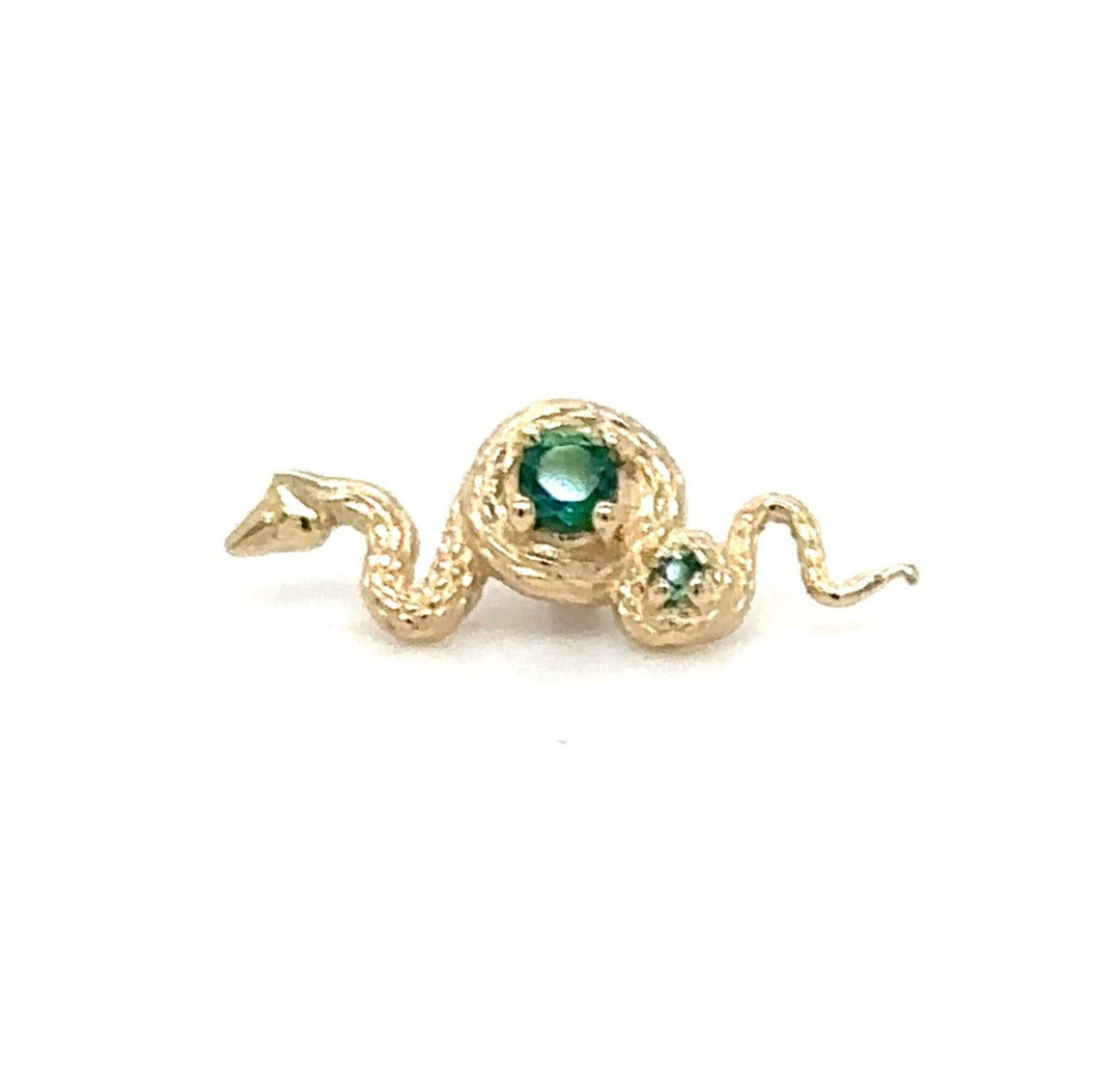 Rebirth Lab Emerald 14G Threaded End 14k — AuAdore 14k gold threaded end