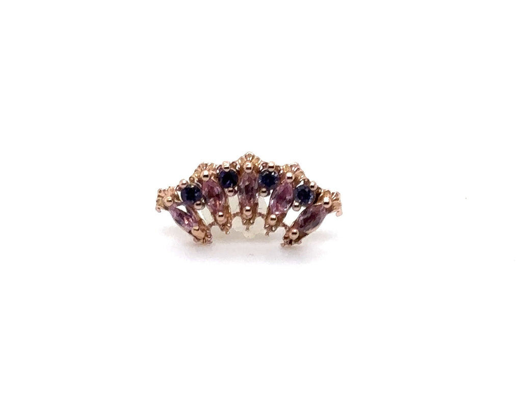 Lady Jane Pink Sapphire w/ Iolite 14g TH End Auadore 14k