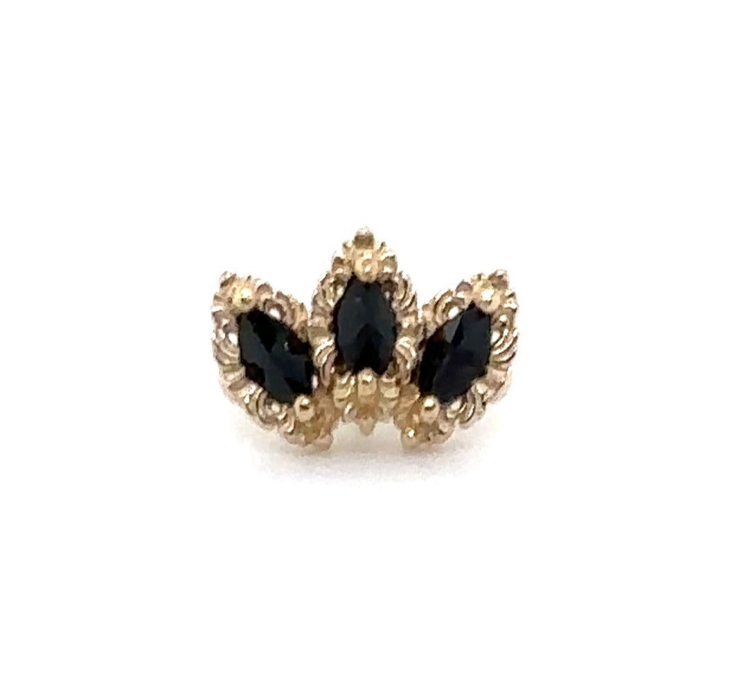 Baroque Reverse Set Black Spinel Threadless End 14k — AuAdore 14k gold threadless end