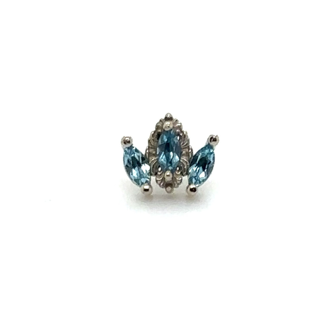 Rococo Swiss Blue Topaz Threadless End 14k (T5) — AuAdore 14k gold threadless end