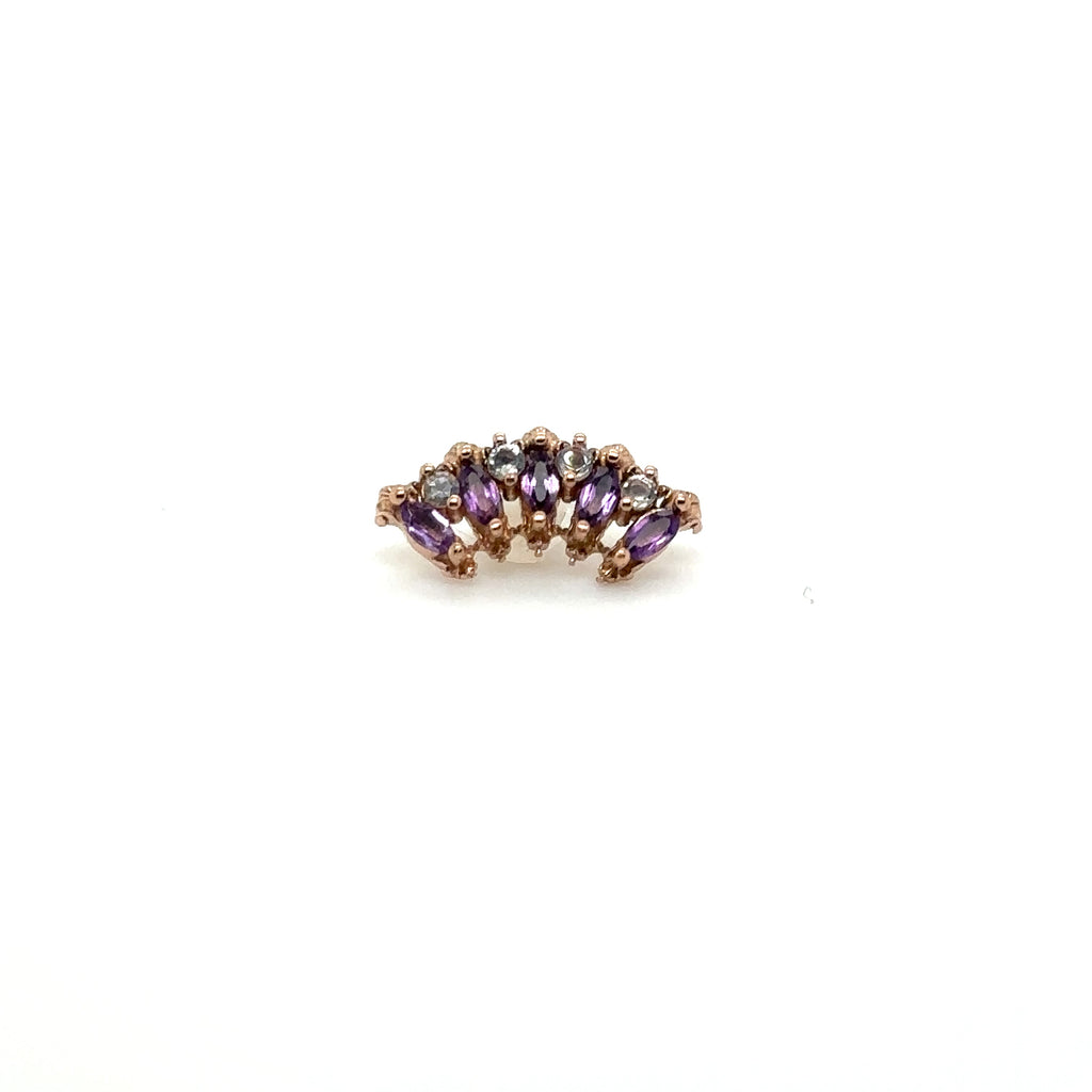 Lady Jane Amethyst w/ Rainbow Moonstone Threadless End Auadore 14k