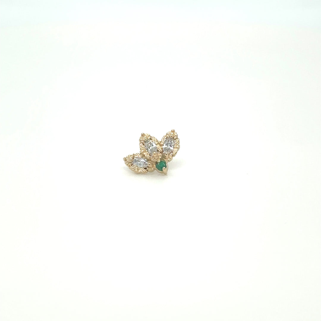 The Vow Genuine Diamond and Genuine Emerald Threadless End 14k — AuAdore 14k gold threadless end