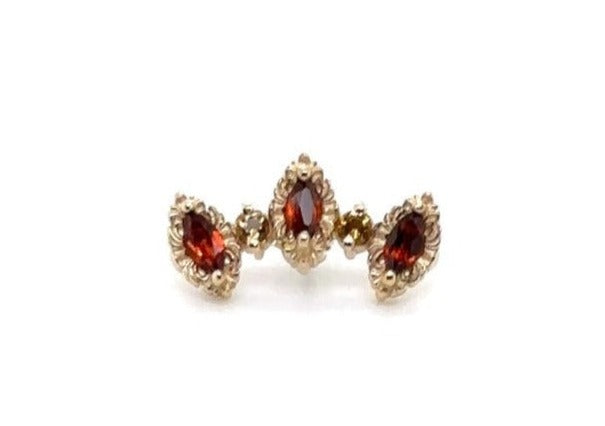 Majesty (L) Citrine (C) Citrine (R) Citrine ALT- Garnet End 14k (T7) — AuAdore 14k gold body jewelry