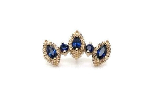 Majesty Lab Blue Sapphire 16g Threaded End 14k — AuAdore 14k gold threaded end