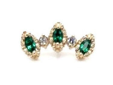 Majesty Lab Emerald and Diamond Threadless End Auadore 14k